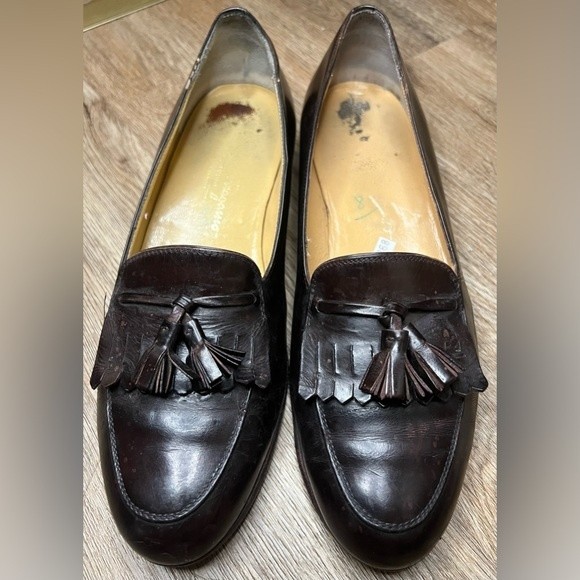 Vintage Salvatore Ferragamo Men’s Shoes Leather Loafer Brown w/ Tassle Size 8.5 - Picture 12 of 12